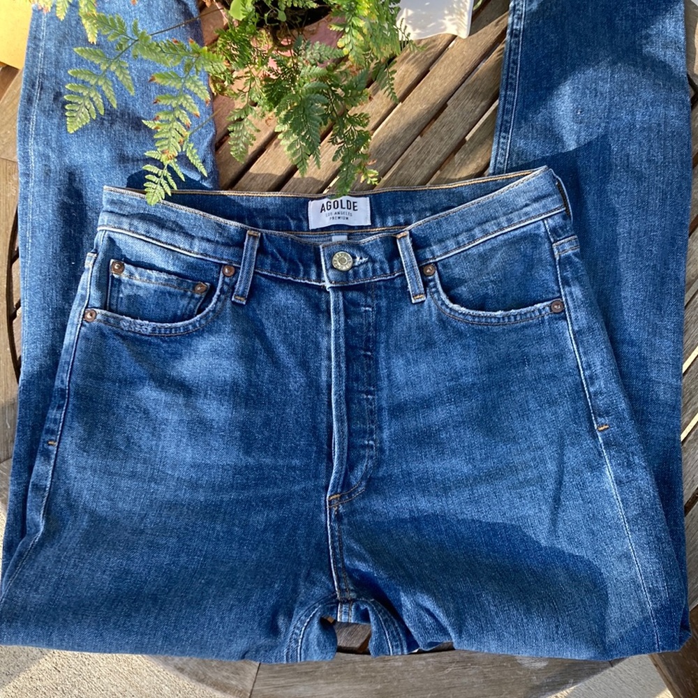 Agolde Pinch Waist High Rise Straight Leg Denim Jeans